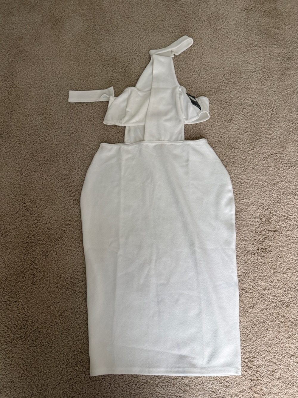Boohoo White One-Shoulder Midi Dress